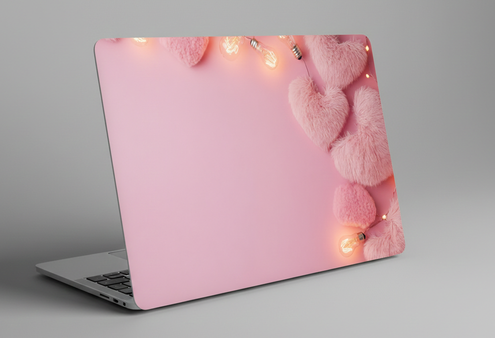 Fluffy pink hearts - Laptop Skin