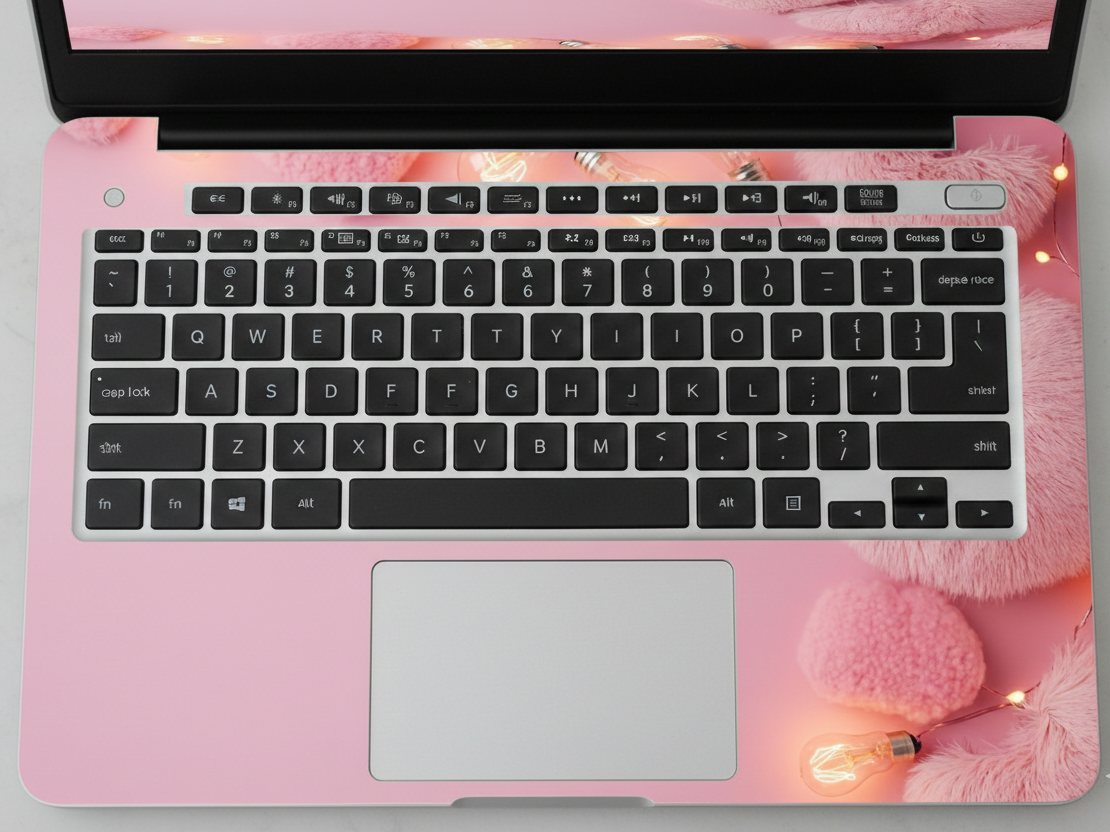 Fluffy pink hearts - Laptop Skin