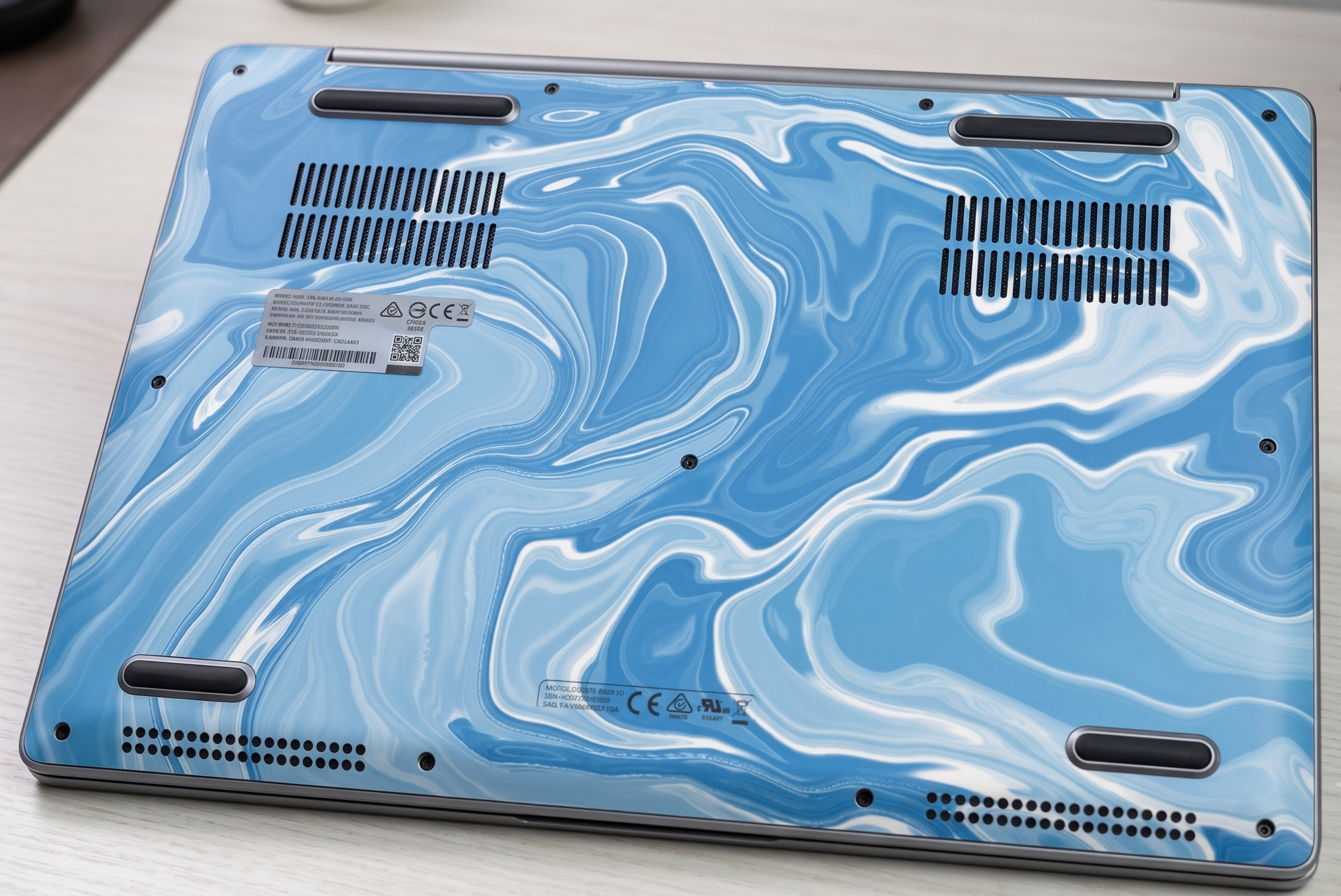 Abstract Blue Fluid Art - Laptop Skin
