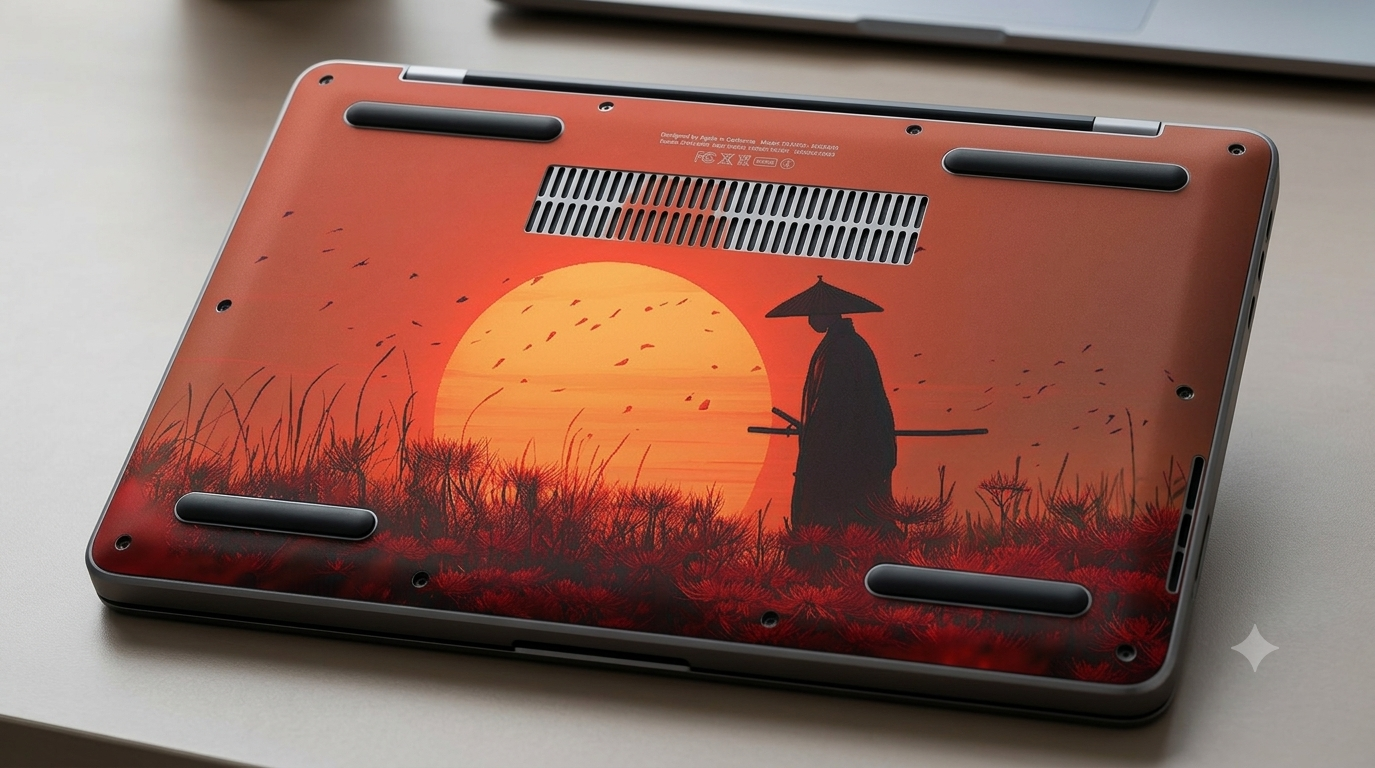 Silhouette of a samurai warrior - Laptop Skin