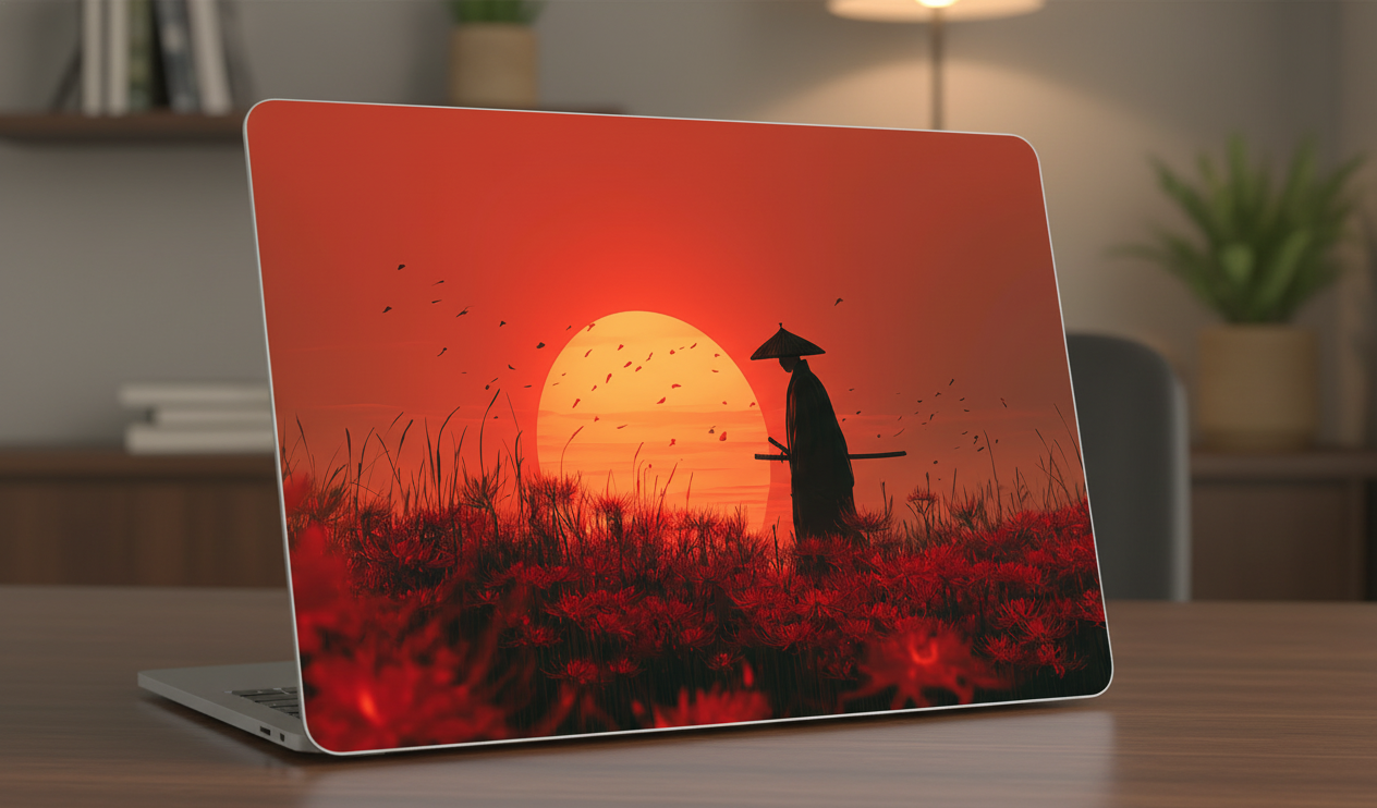 Silhouette of a samurai warrior - Laptop Skin