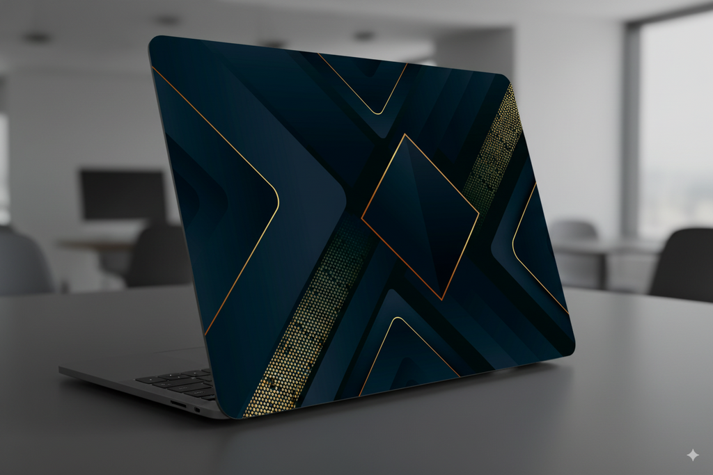 Dark Paper Layers with Golden and Gray Details- Laptop Skin