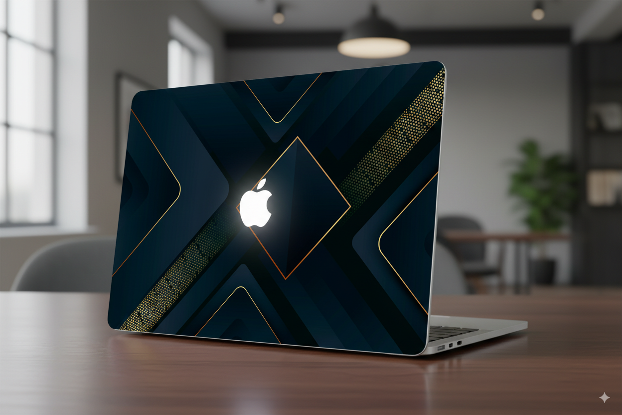 Dark Paper Layers with Golden and Gray Details- Laptop Skin