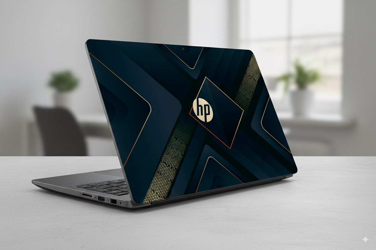 Dark Paper Layers with Golden and Gray Details- Laptop Skin