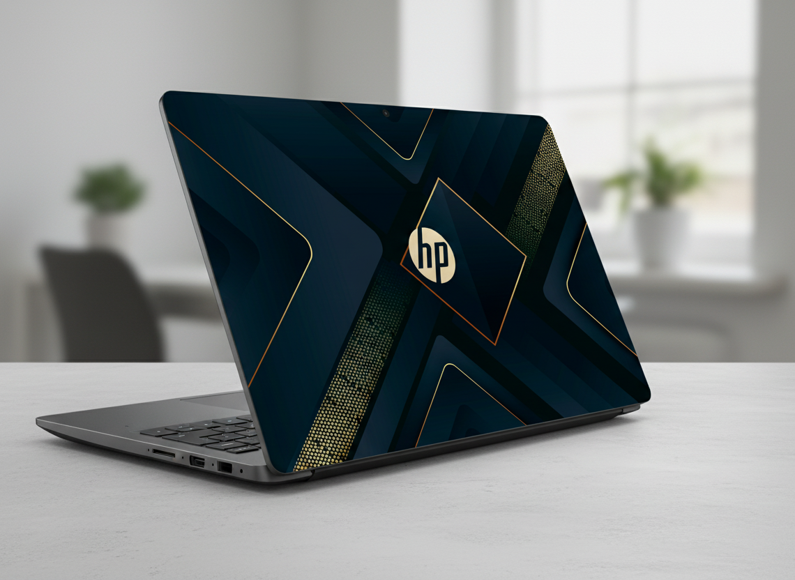 Dark Paper Layers with Golden and Gray Details- Laptop Skin
