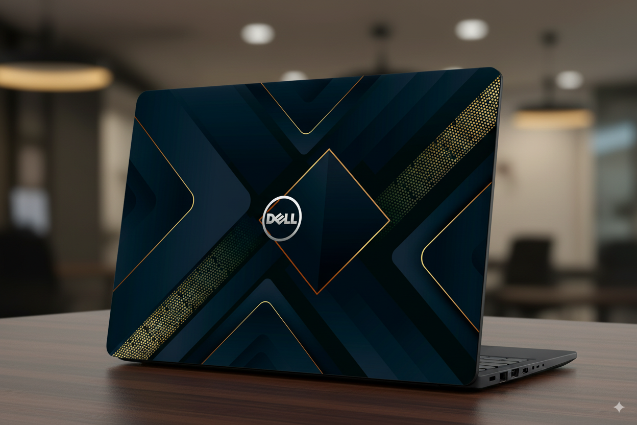 Dark Paper Layers with Golden and Gray Details- Laptop Skin