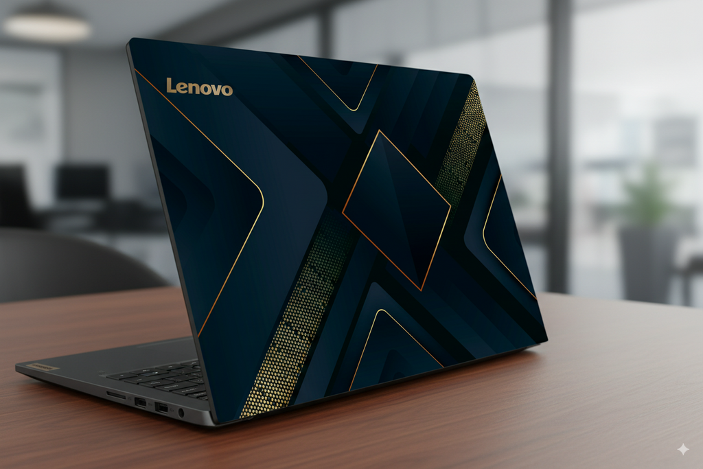 Dark Paper Layers with Golden and Gray Details- Laptop Skin