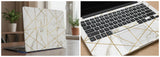White marble with geometric gold lines - Laptop Skin
