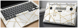 White marble with geometric gold lines - Laptop Skin
