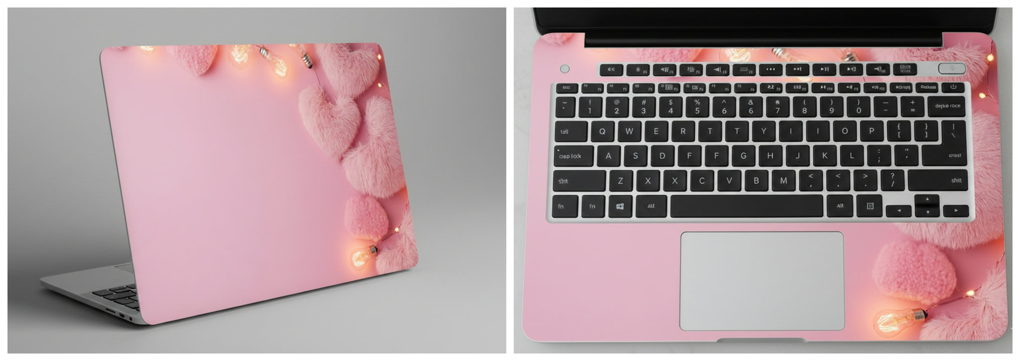 Fluffy pink hearts - Laptop Skin