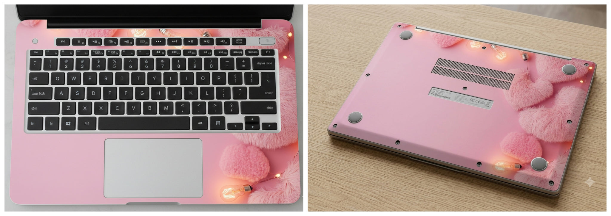 Fluffy pink hearts - Laptop Skin