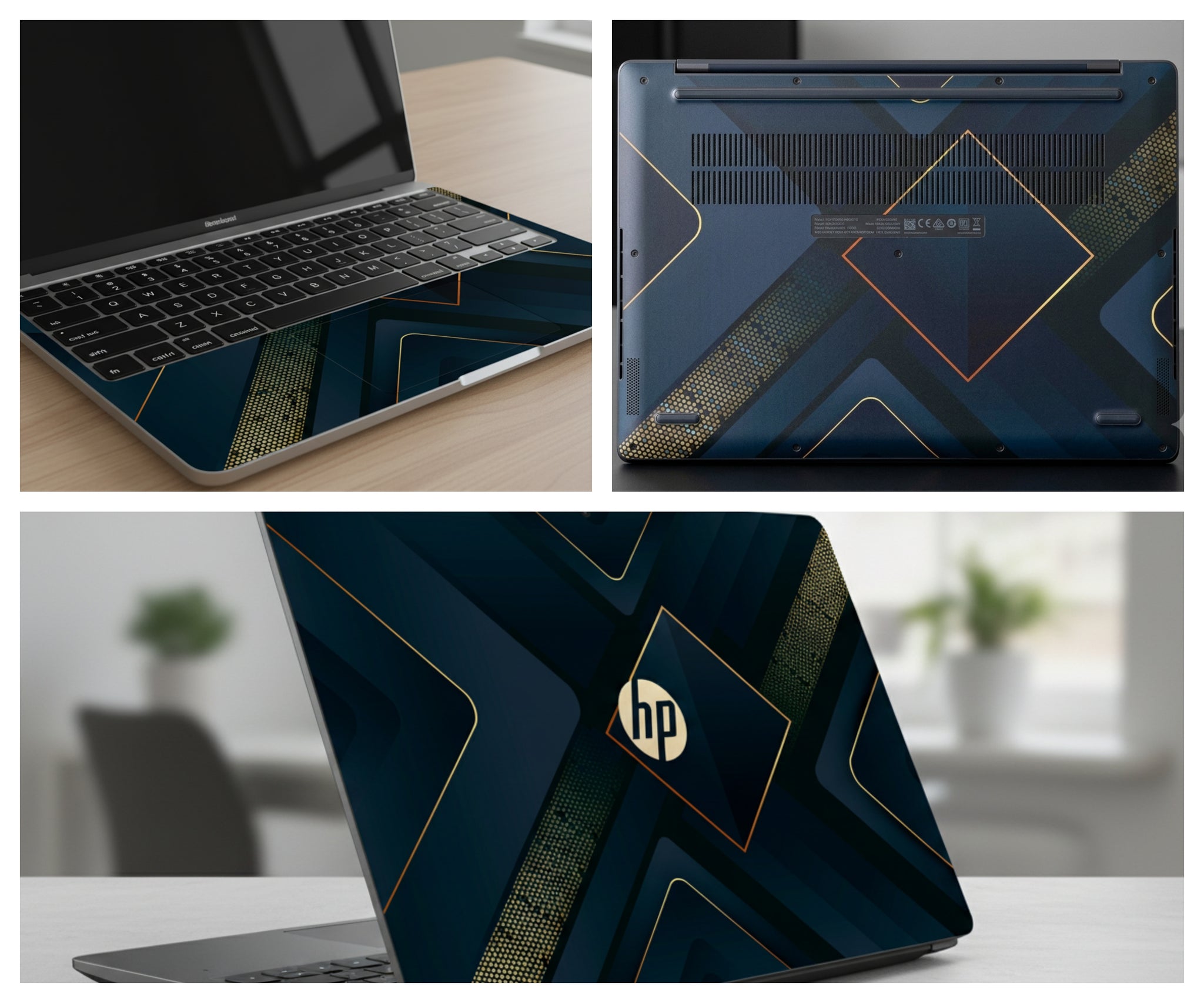 Dark Paper Layers with Golden and Gray Details- Laptop Skin