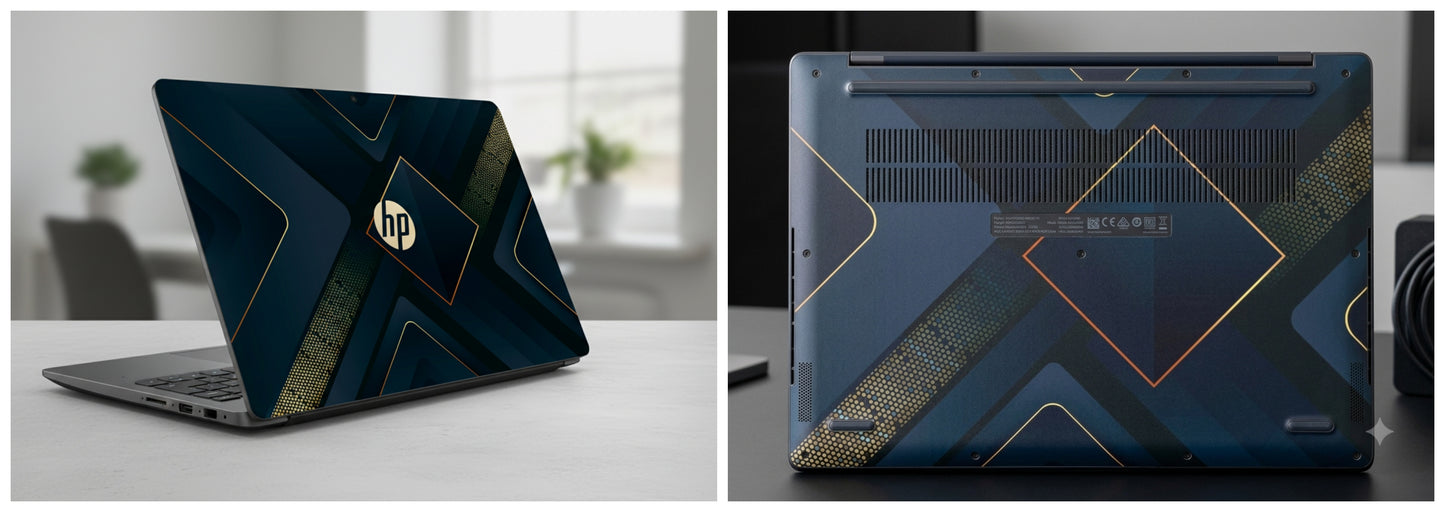 Dark Paper Layers with Golden and Gray Details- Laptop Skin