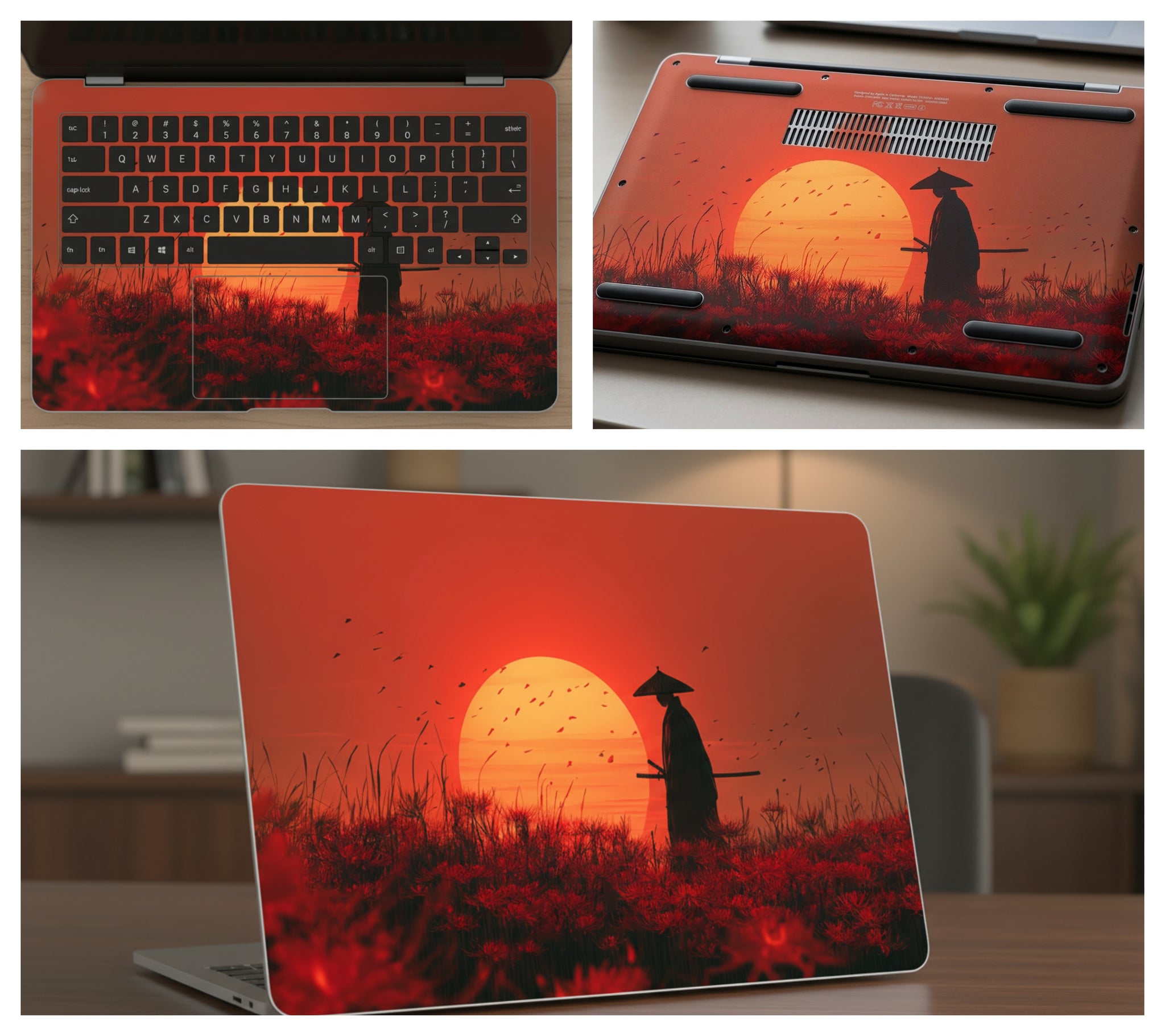 Silhouette of a samurai warrior - Laptop Skin