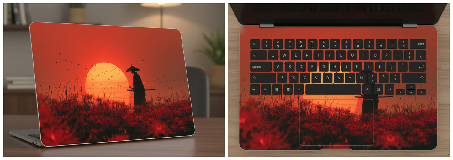 Silhouette of a samurai warrior - Laptop Skin