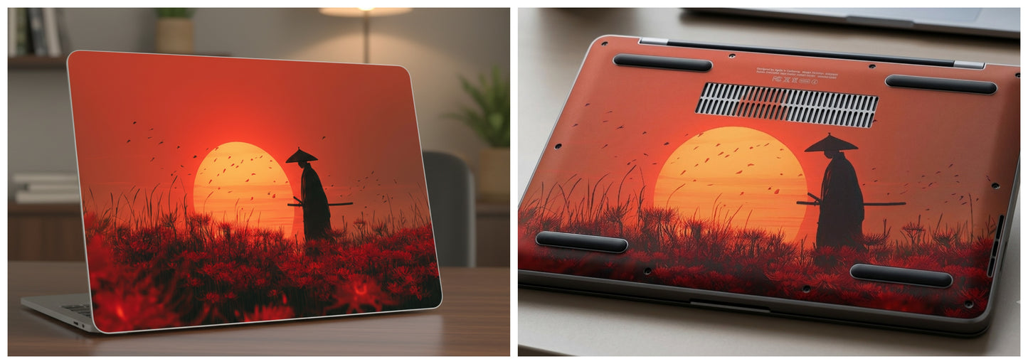 Silhouette of a samurai warrior - Laptop Skin